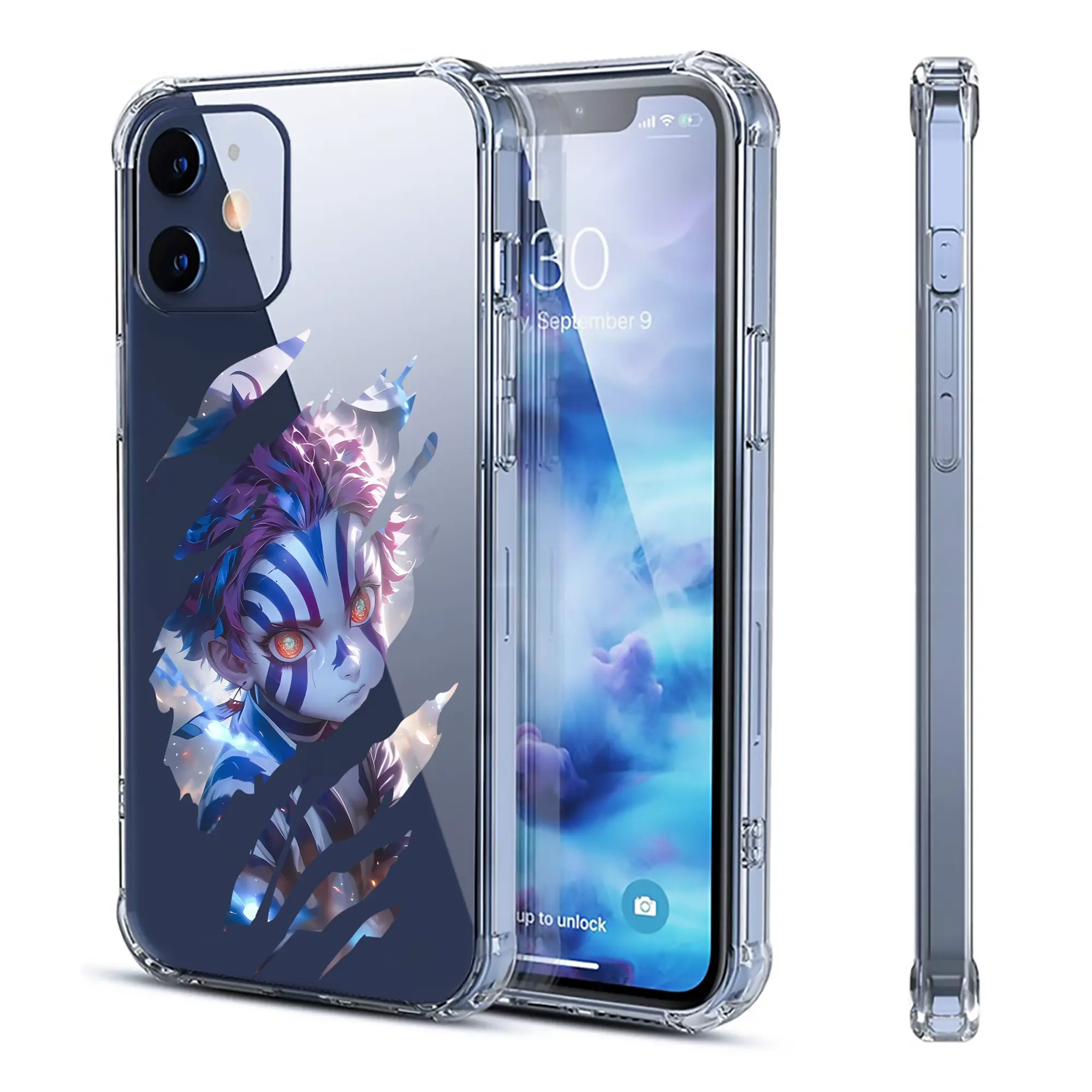 鬼滅の刃 グッズ,猗窩座 - IPhone 12シリーズ対応 ・ 透明スマホケース ・ クリアソフトケース ・ TPU素材 ・ 耐衝撃 ・ 高密着 ・ 防汚 防指紋 ・ 簡単着脱